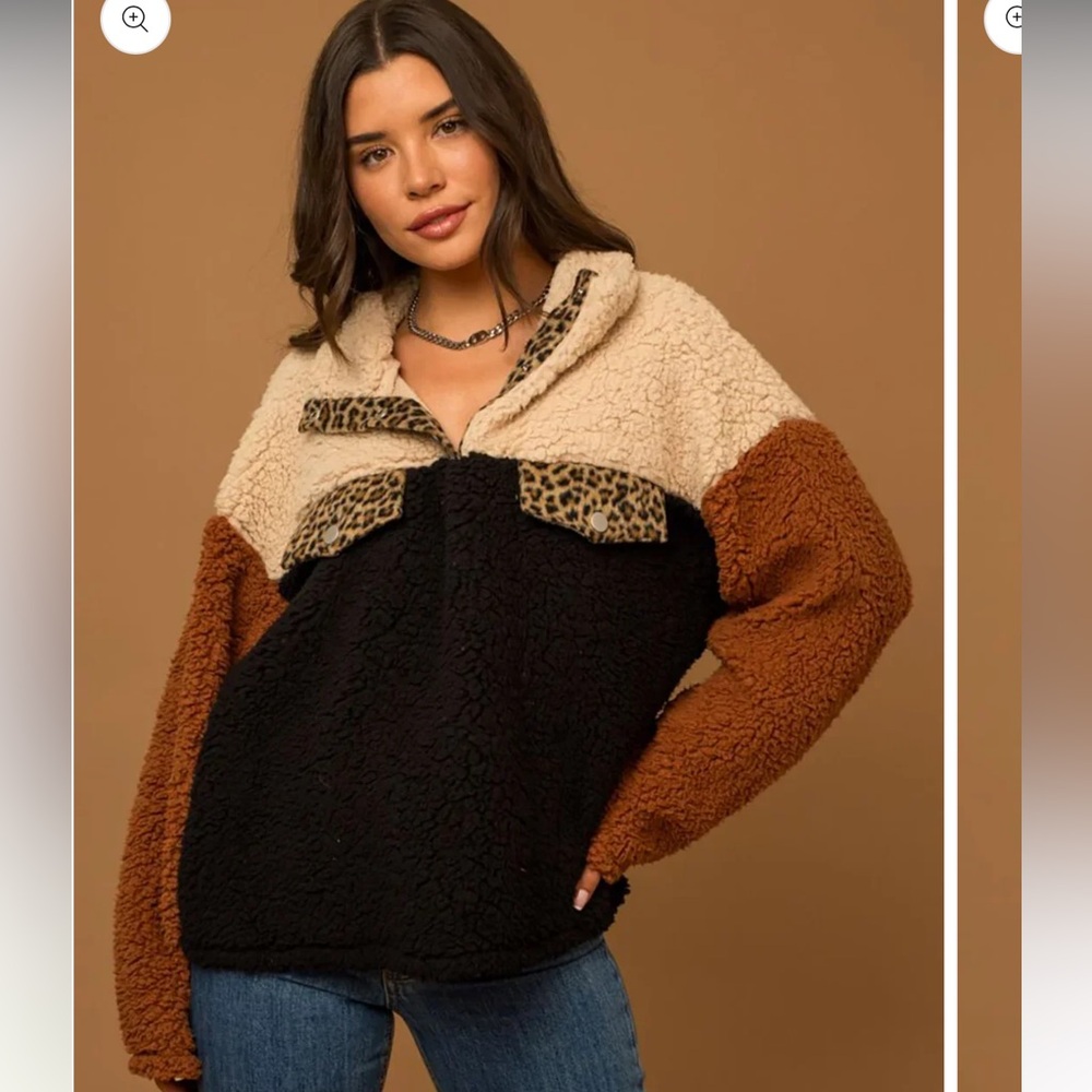 Gilli Black, Cream, and Brown Teddy Jacket